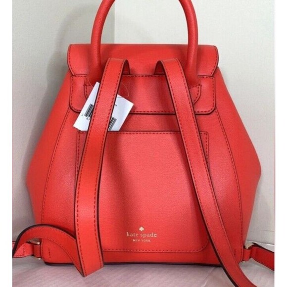 New Kate Spade Adel Medium Flap Backpack Leather Geranium - Picture 3 of 7